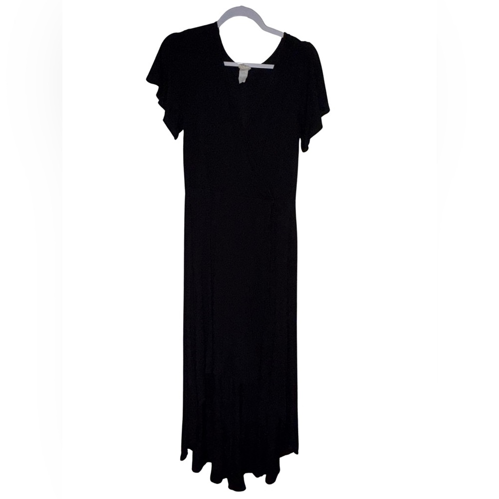 Cotton Black Women's High-Low Maxi Dress